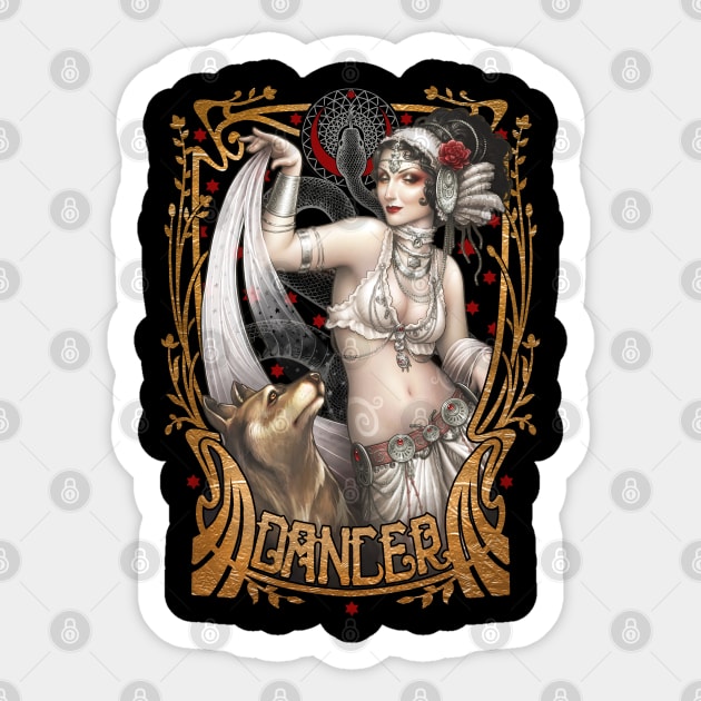 Dancing with wolves - Tribal belly dance Sticker by Medusa Dollmaker